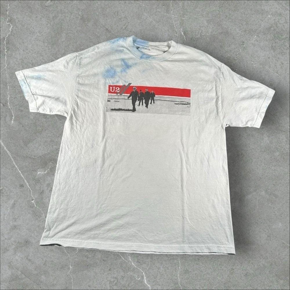 Vintage U2 Shirt Mens Large White 2005 Vertigo Band Tour Tee Grunge Rock Grail